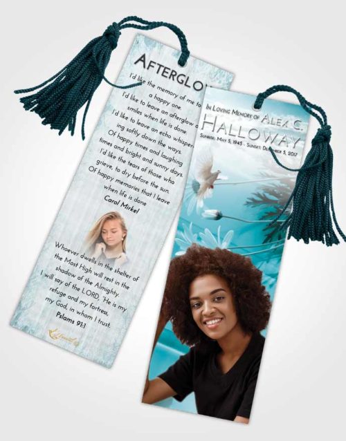 Funeral Bookmark Template Loving Embrace Floral Style