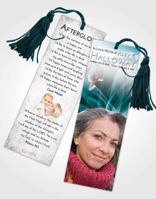Funeral Bookmark Template Loving Embrace Flower Peace