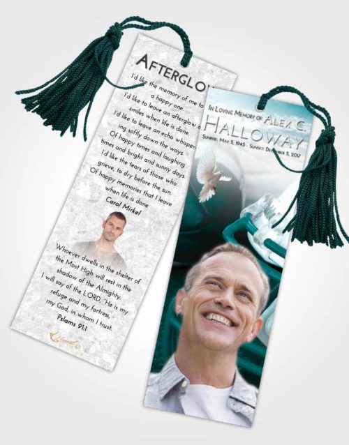 Funeral Bookmark Template Loving Embrace Football Party