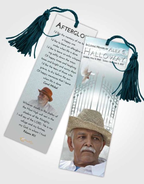 Funeral Bookmark Template Loving Embrace Gates to Heaven