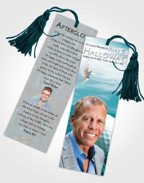 Funeral Bookmark Template Loving Embrace Golf Serenity