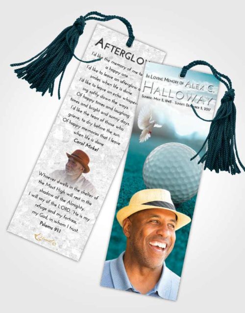 Funeral Bookmark Template Loving Embrace Golfing Honor