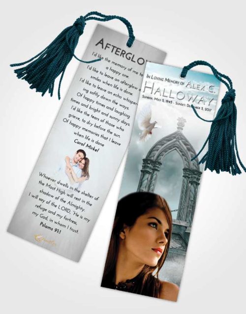 Funeral Bookmark Template Loving Embrace Heavens Path