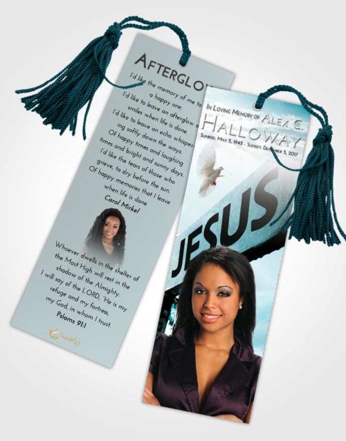 Funeral Bookmark Template Loving Embrace Road to Jesus