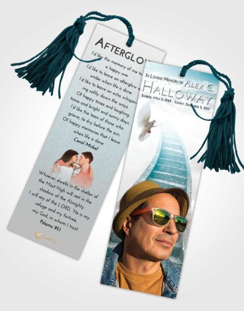 Funeral Bookmark Template Loving Embrace Stairway to Bliss