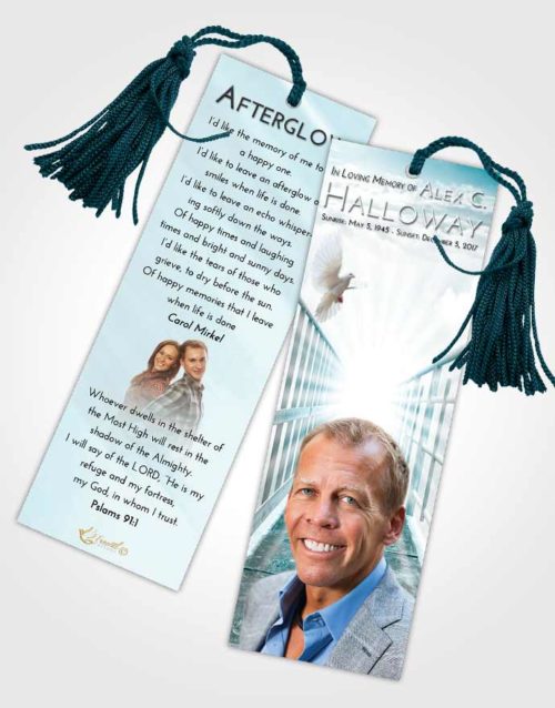 Funeral Bookmark Template Loving Embrace Stairway to Faith