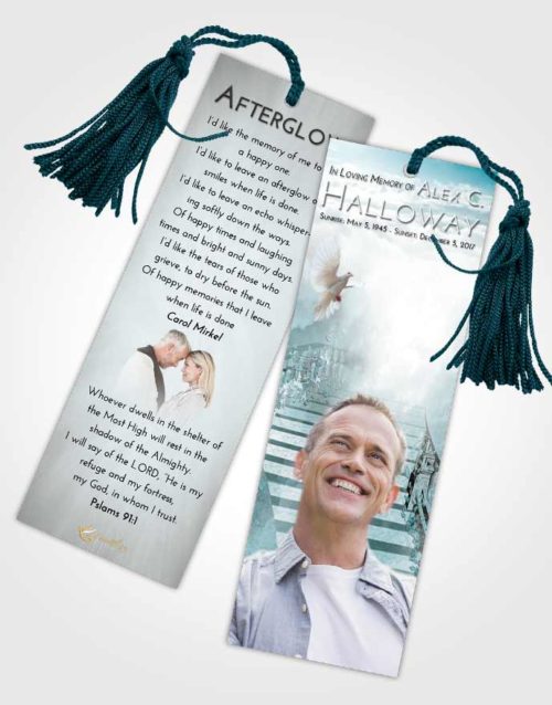 Funeral Bookmark Template Loving Embrace Stairway to Freedom