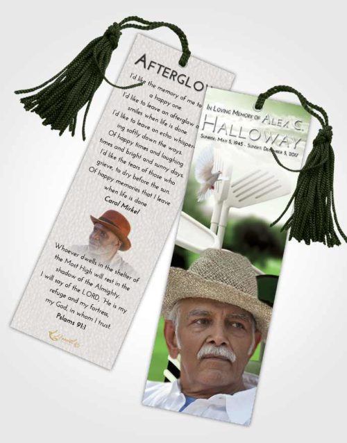 Funeral Bookmark Template Loving Golf Fairway