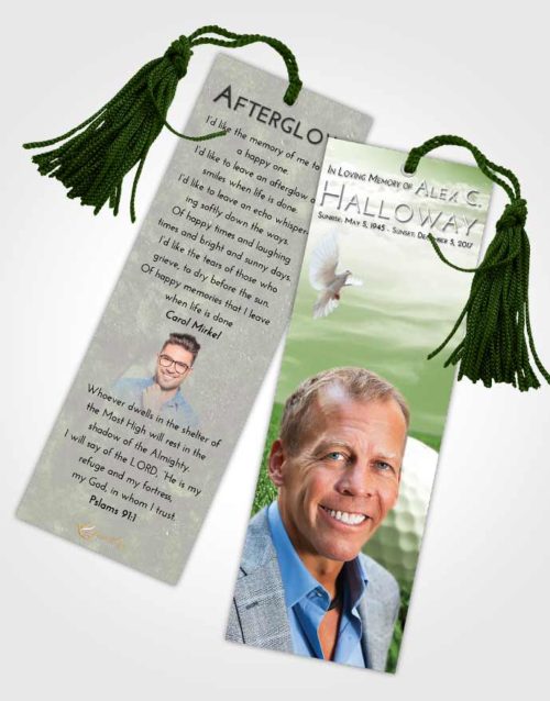 Funeral Bookmark Template Loving Golf Serenity