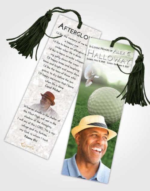 Funeral Bookmark Template Loving Golfing Honor