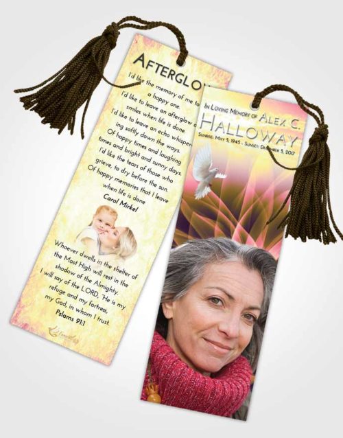 Funeral Bookmark Template Loving Mix Flower Peace