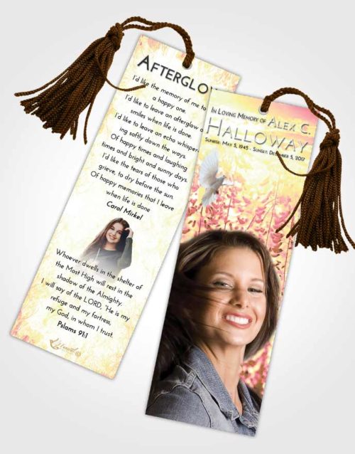 Funeral Bookmark Template Loving Mix Whispering Flowers