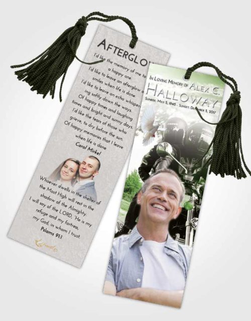 Funeral Bookmark Template Loving Motorcycle Days