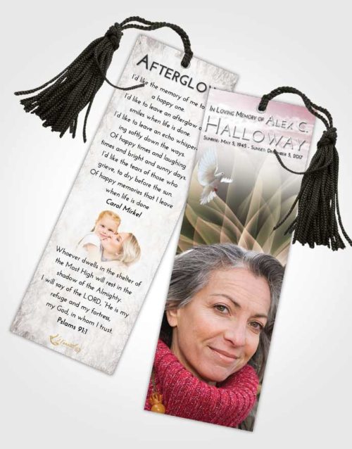 Funeral Bookmark Template Morning Flower Peace