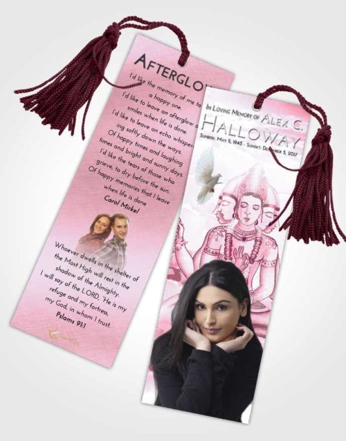 Funeral Bookmark Template Pink Faith Brahma Surprise