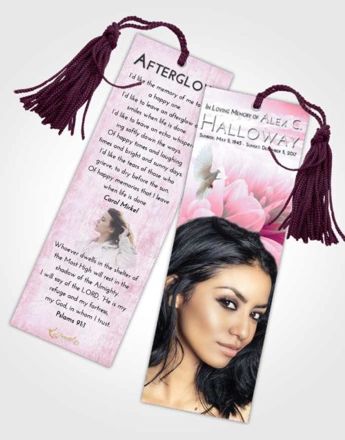 Funeral Bookmark Template Pink Faith Floral Dream