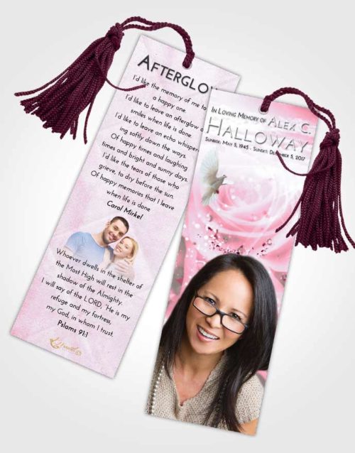 Funeral Bookmark Template Pink Faith Floral Relaxation