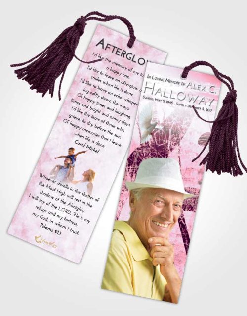 Funeral Bookmark Template Pink Faith Harmonica