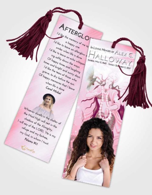Funeral Bookmark Template Pink Faith Lakshmi Divinity