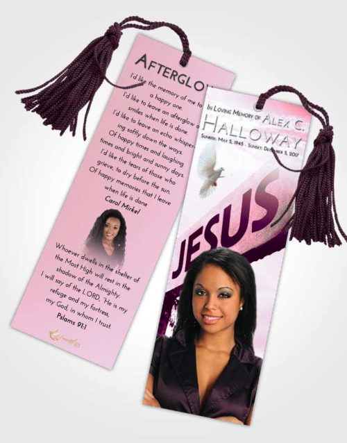 Funeral Bookmark Template Pink Faith Road to Jesus