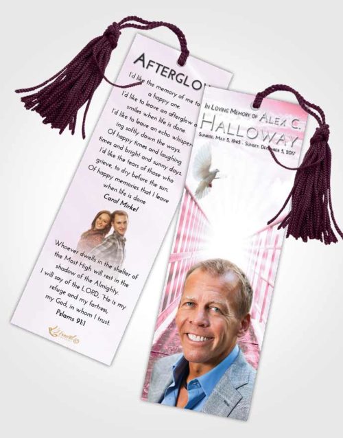Funeral Bookmark Template Pink Faith Stairway to Faith