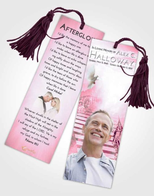 Funeral Bookmark Template Pink Faith Stairway to Freedom