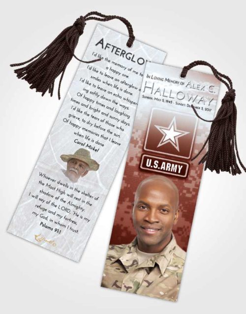 Funeral Bookmark Template Ruby Love Army Duty