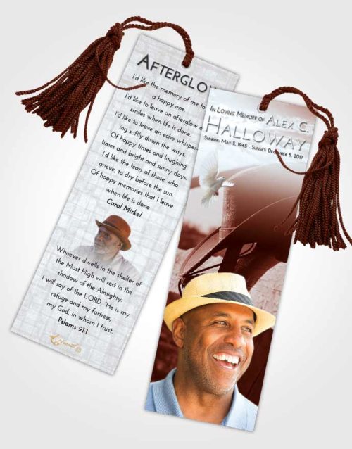 Funeral Bookmark Template Ruby Love Cowboy Honor
