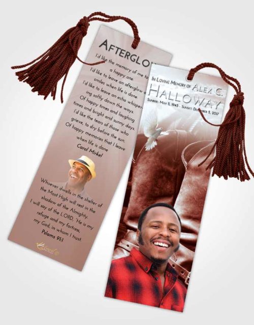 Funeral Bookmark Template Ruby Love Cowboy Love