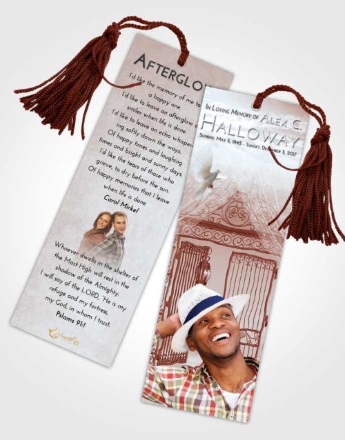 Funeral Bookmark Template Ruby Love Dreamy Gates to Heaven