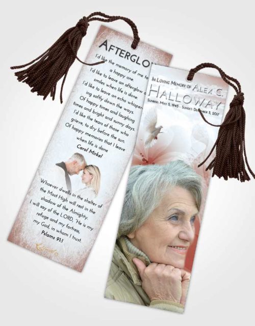 Funeral Bookmark Template Ruby Love Floral Butterfly