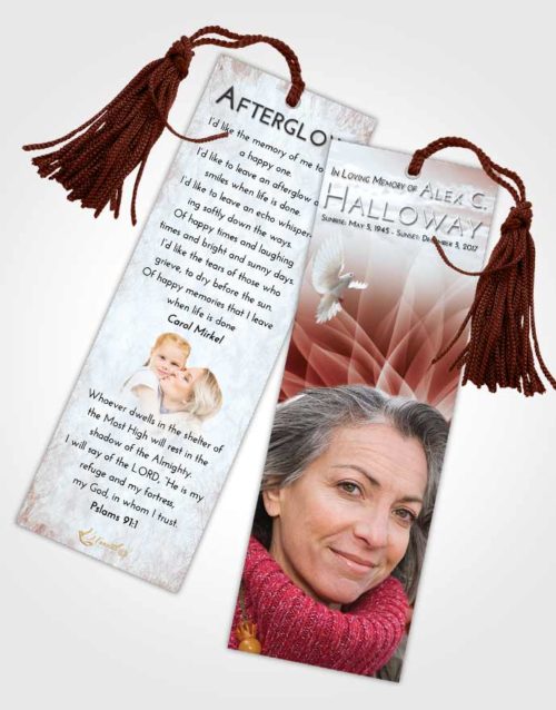 Funeral Bookmark Template Ruby Love Flower Peace