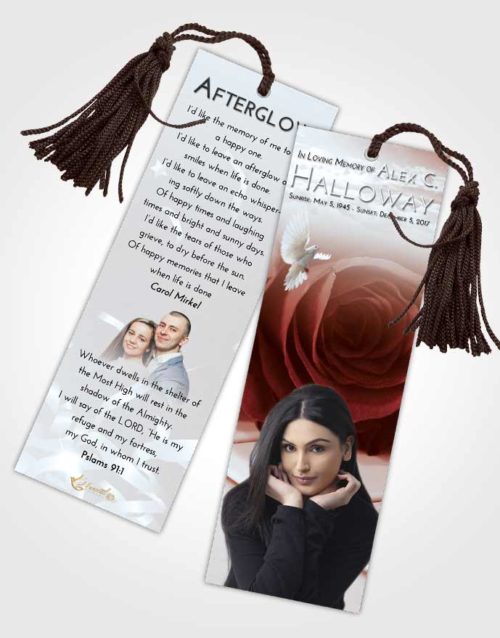 Funeral Bookmark Template Ruby Love Piano Rose