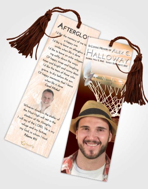 Funeral Bookmark Template Soft Dusk Basketball Journey