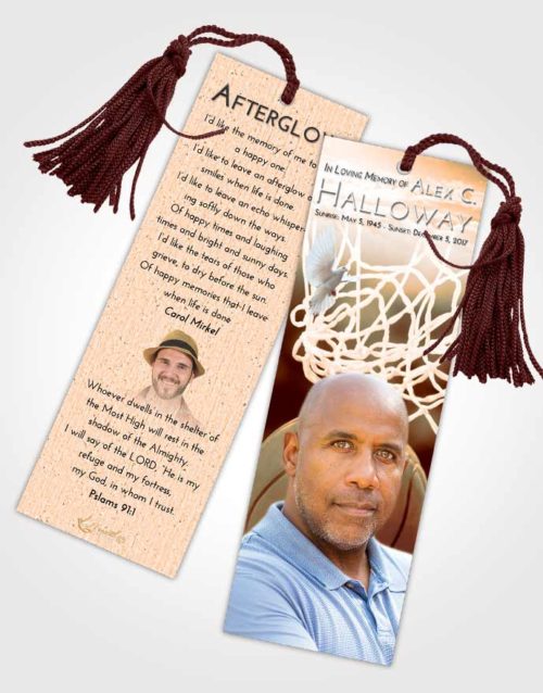 Funeral Bookmark Template Soft Dusk Basketball Swish