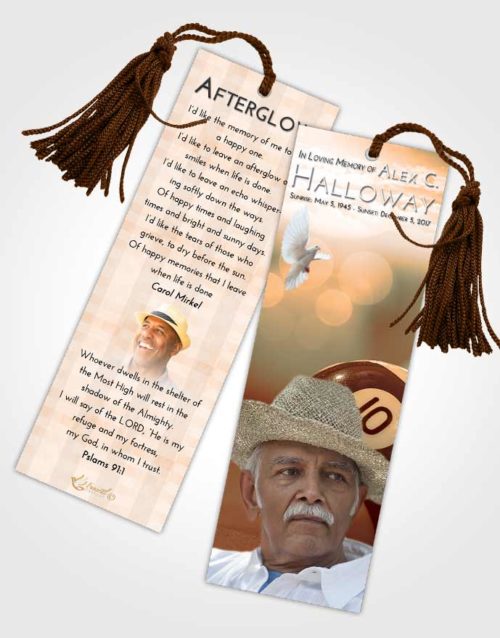Funeral Bookmark Template Soft Dusk Billiards Tranquility