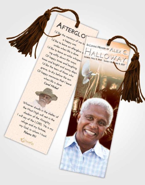 Funeral Bookmark Template Soft Dusk Boxing Serenity