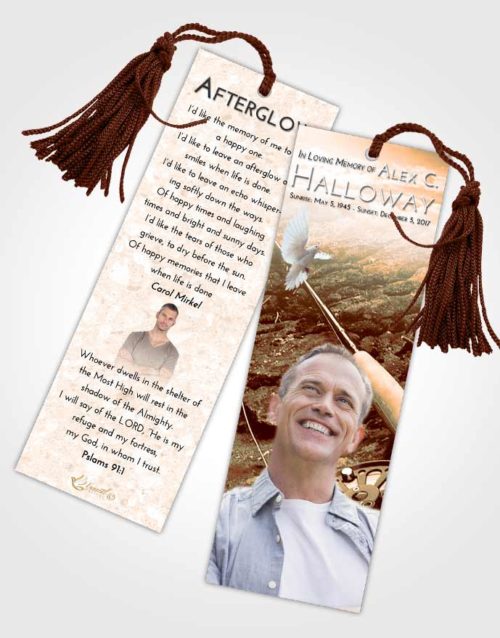 Funeral Bookmark Template Soft Dusk Fishing on the Rocks