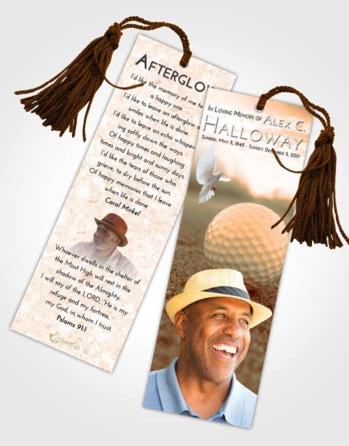 Funeral Bookmark Template Soft Dusk Golfing Honor