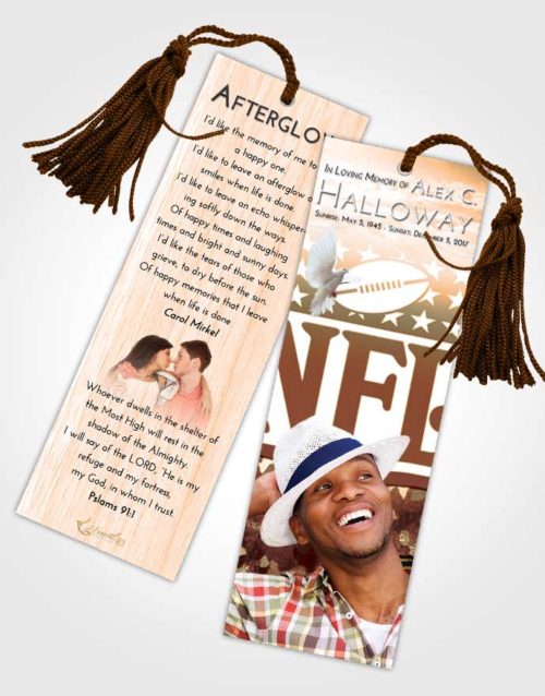 Funeral Bookmark Template Soft Dusk NFL Star