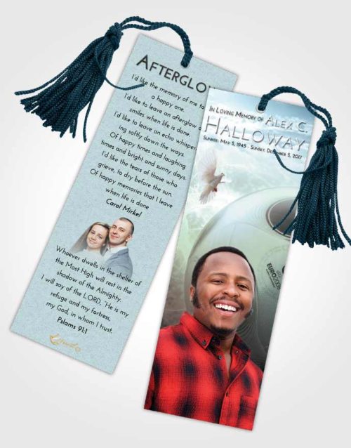 Funeral Bookmark Template Soft Emerald Love Soccer Miracle