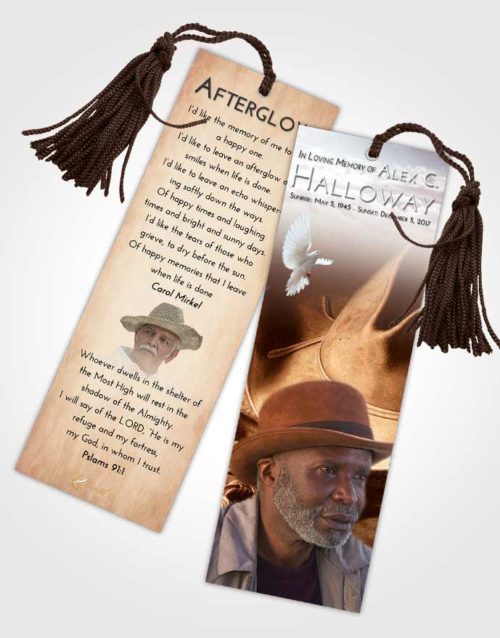 Funeral Bookmark Template Strawberry Love Cowboy Serenity