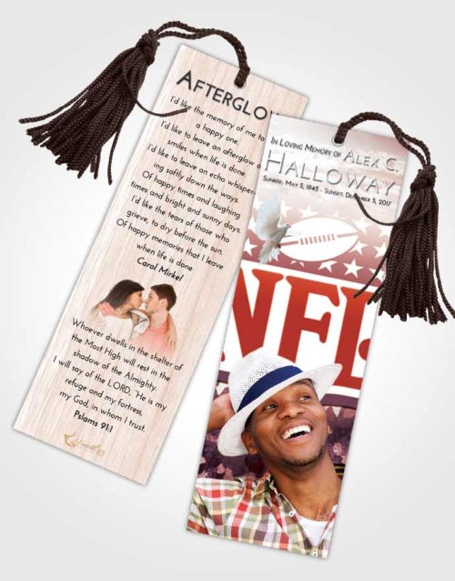 Funeral Bookmark Template Strawberry Love NFL Star