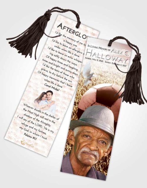 Funeral Bookmark Template Strawberry Love Soccer Journey