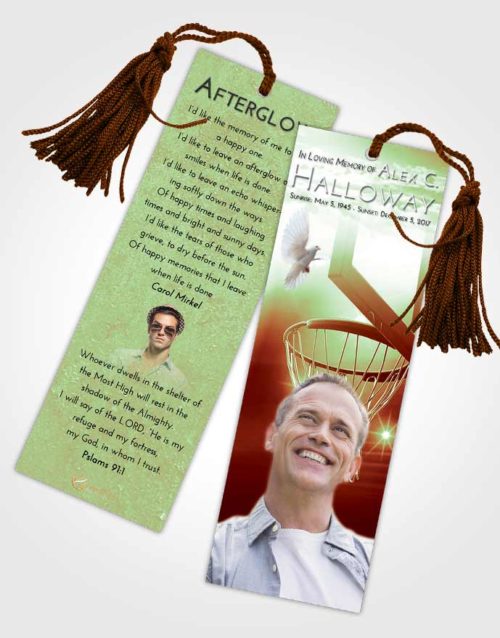 Funeral Bookmark Template Strawberry Mist Basketball Pride