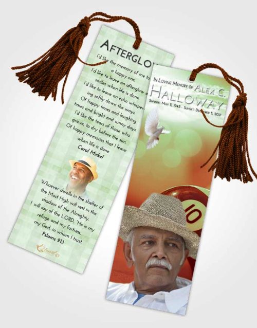 Funeral Bookmark Template Strawberry Mist Billiards Tranquility