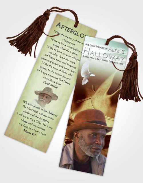 Funeral Bookmark Template Strawberry Mist Cowboy Serenity