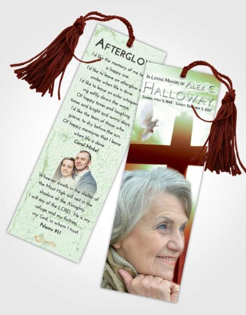 Funeral Bookmark Template Strawberry Mist Faith in the Cross