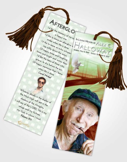Funeral Bookmark Template Strawberry Mist Fishing Dreams