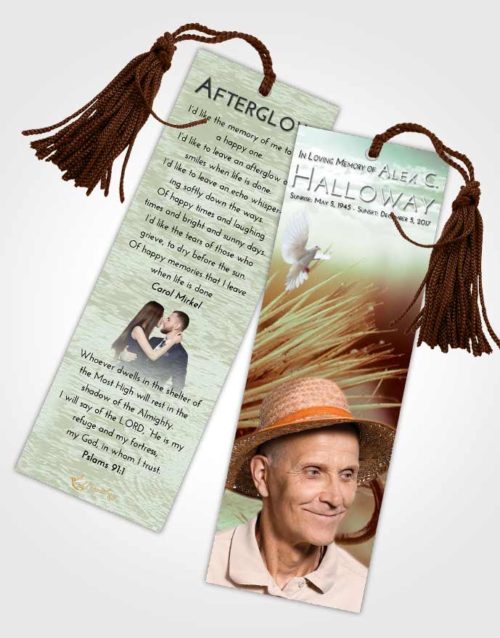 Funeral Bookmark Template Strawberry Mist Fishing Serenity
